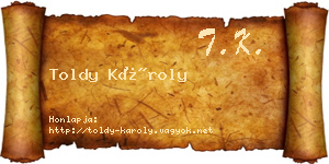 Toldy Károly névjegykártya